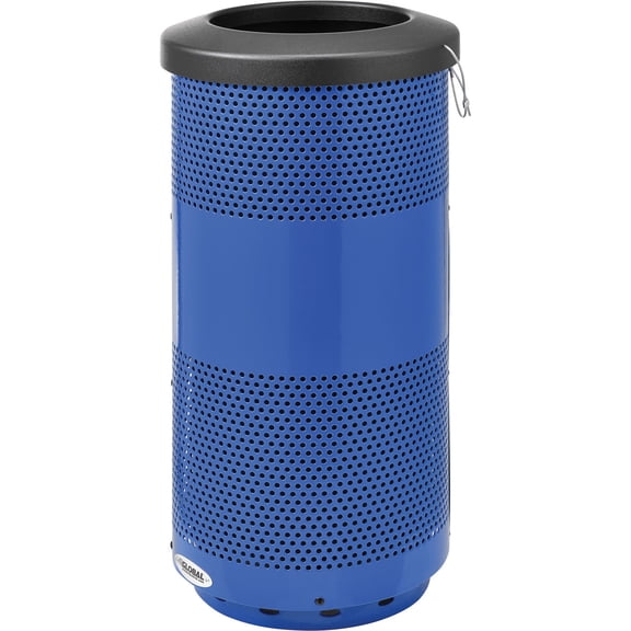 Global Industrial 641313BL 20 gal Perforated Steel Receptacle with Flat Lid - Blue
