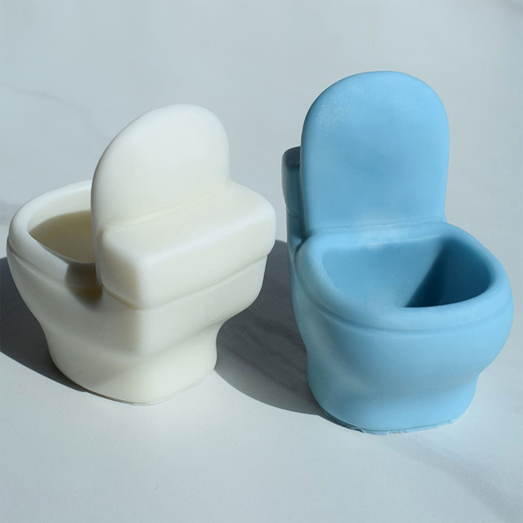 Oasiva Succulent Flower Pot Silicone Candle Mold Toilet Shaped Resin Mold 3D Ornament