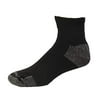 MediPeds NanoGLIDE Non-Binding Quarter Crew Socks, X-Large Mens 12-15, Black w/White, 4 Pair
