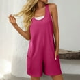 thumbnail image 2 of Amvlyk Jumpsuits for Women Summer Sleeveless Wide Shoulder Straps Short Rompers Comfortable Suspender Shorts Casual Solid Color Overalls Pants with Pockets for Trendy Beach Vacation Outfits, 2 of 9