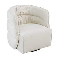 Astra Mid-Century Modern Velvet Upholstered Swivel Chair in Cream
