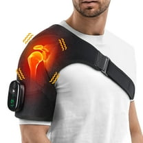 Heated Shoulder Brace for Men Women,Shoulder Heating Pads with Massage,5000mAh Battery Powered Shoulder Massager for Relaxation,Cordless Heated Shoulder Wrap for Relax,Black