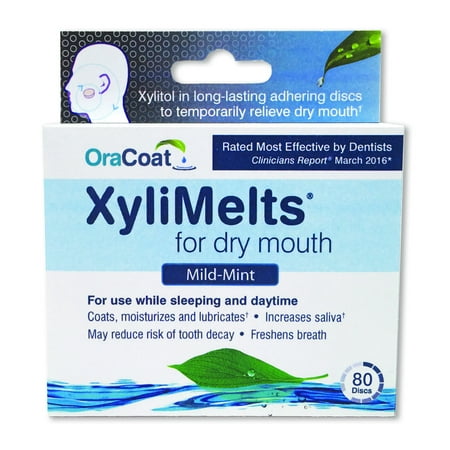 OraCoat XyliMelts for dry mouth, Mild Mint, 80 ct (Best Dry Mouth Spray)