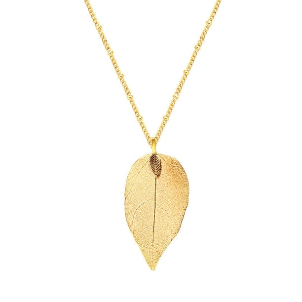 Women Jewelry Simple Exquisite Fashion Accessory Charming Hollow Clothing  Ornament Leaf Pendant Long Necklaces for Clothes Decor Golden 