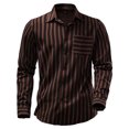 thumbnail image 1 of XDZJLR Mens Shirts Striped Printed Long Sleeved Fashion Trend Tee, 1 of 7