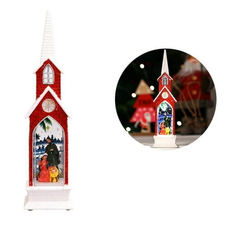 

DTOWER Christmas Ornament Desktop Hanging Church Snowing Lantern LED Lamp Night Light for Christmas Tree Party Front Door Courtyard