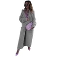 thumbnail image 2 of Suéter de punto con solapa de invierno para mujer, jersey de punto largo de talla grande y color liso con collage, 2 of 6