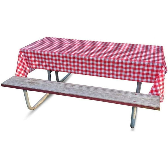 GSM Brands Disposable Tablecloths (5 Pack) - Plastic Tablecovers for Picnics or Parties with Checkered Red and White Design