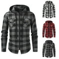 thumbnail image 6 of Fashion Mens Hooded Lumberjack Padded Shirt Lined Thick Jacket Work Shirt Plaid, 6 of 10