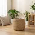 thumbnail image 5 of Woven Plant Basket Seagrass Planter Cover Indoor Flower Pot,Handwoven Straw Pot Sleeve Container for Potted Greenery Plant,Rustic Boho Large Floor Ornament for Living Room Home Decor, 5 of 6