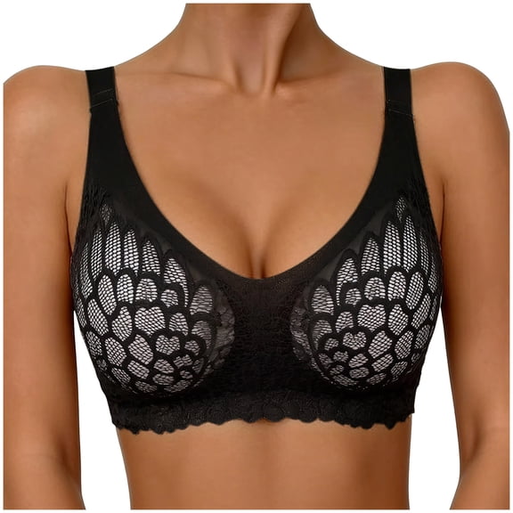 Aofany Bras for Women Wireless Full Figure Comfort Minimizer No Wire Plus Size Bra Full Coverage Wirefree Comfy Wide Strap Lifting Up Minimizering Comfortable Womens Bras, 30B/C-38B/C