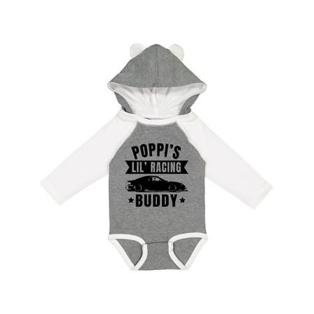

Inktastic Poppis Lil Racing Buddy with Car Silhouette Gift Baby Boy or Baby Girl Long Sleeve Bodysuit