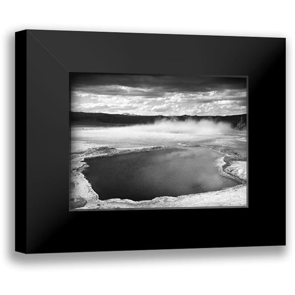Adams, Ansel 14x12 Black Modern Framed Museum Art Print Titled - Fountain Geyser Pool, Yellowstone National Park, Wyoming, ca. 1941-1942