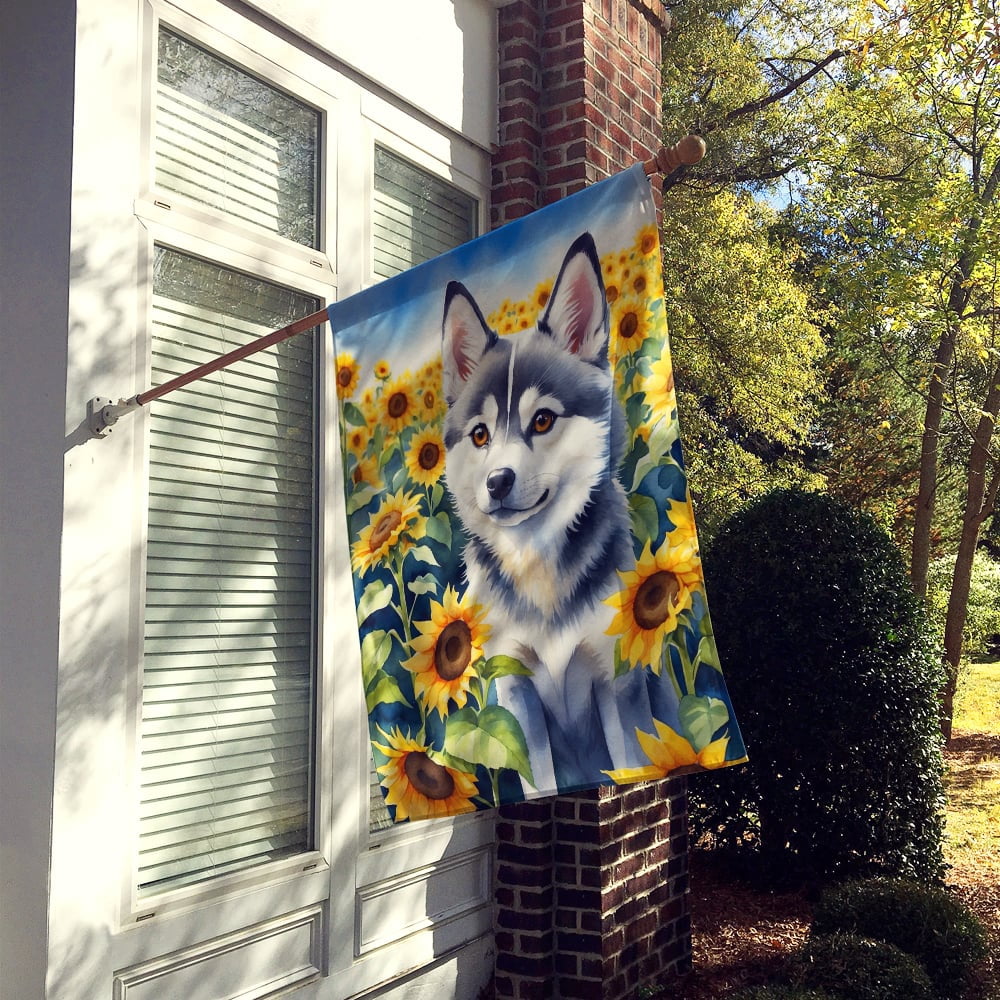Alaskan Klee Kai in Sunflowers House Flag 28 in x 40 in