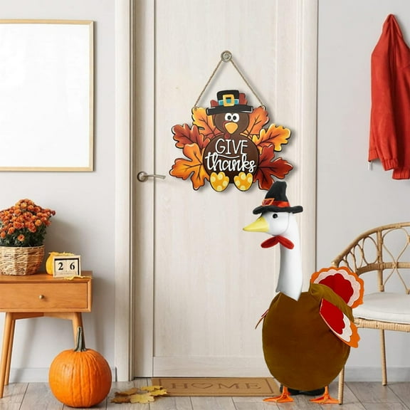 Gallickan Porch Goose Outfit, 23 Inch Fall Decor for Goose Statues, Thanksgiving Outdoor Display, Holiday Yard Ornament, for Autumn Season