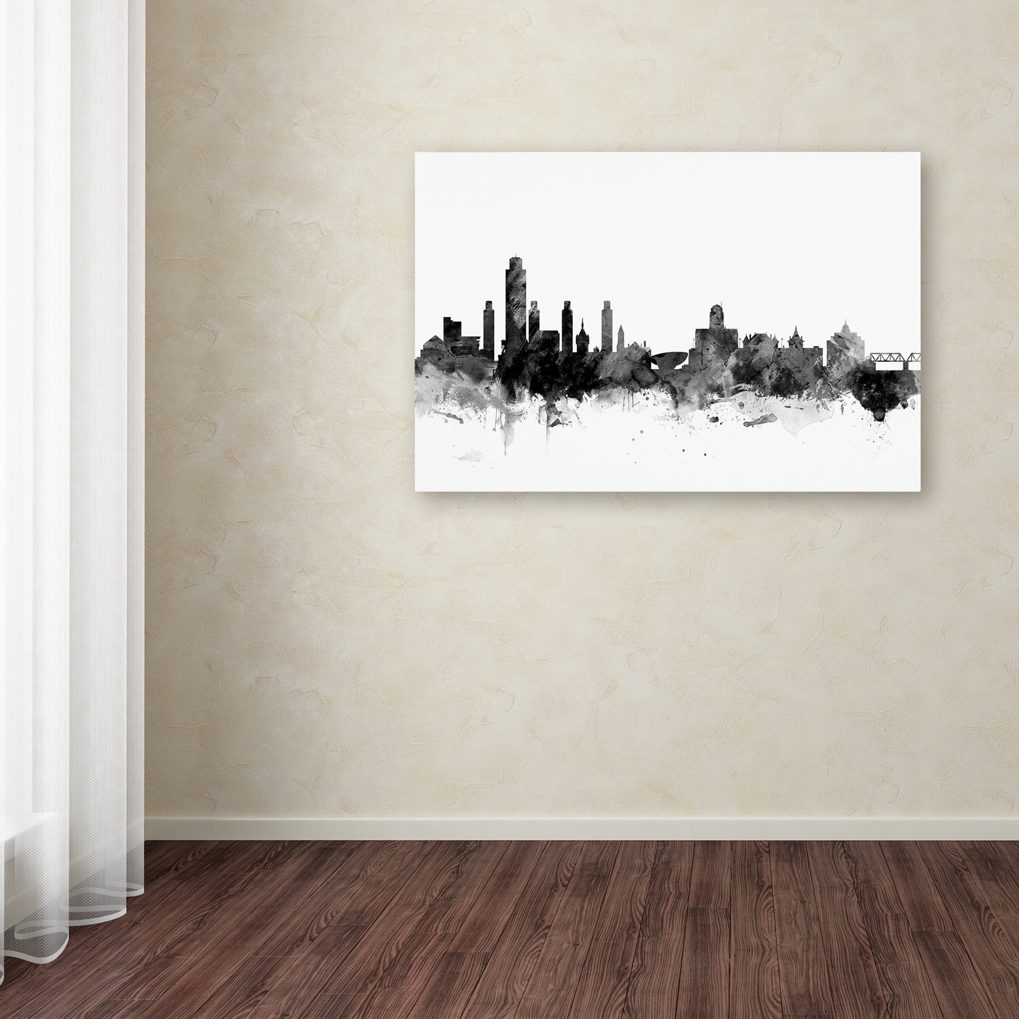Trademark Fine Art "Albany New York Skyline B&W" Canvas Art by Michael Tompsett