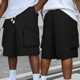 thumbnail image 2 of Besolor Men's Cargo Shorts Wide Leg Elastic Drawstring Waisted Casual Loose Outdoor Hiking Workout Knee Length Pants with Multi Pockets(X-Large,Black), 2 of 7