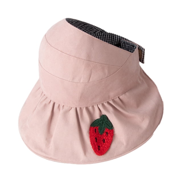 Sombrero de 54-58cm con circunferencia ajustable, sombrero vacío de verano para mujer, sombrero plegable de ala grande, bonito parasol de fruta, sombrero protector solar