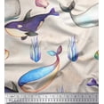thumbnail image 1 of Soimoi Cotton Jersey Fabric Shell & Whale Fish Ocean Print Fabric by the Yard 58 Inch Wide, 1 of 1