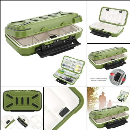 Portable Fishing Organizer Box Durable ABS Adjustable Dividers Secure Latch Tackle Storage