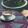 thumbnail image 3 of Ambesonne Abstract Pattern Fitted Round Tablecloth, Geometric Rounds, 56"- 60" Diameter, Purple and Seafoam, 3 of 5