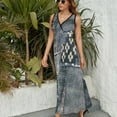 thumbnail image 6 of Denim Patchwork Dress Fashion Boho Beach Long Dresses Female Party Printed Maxi Dress, 6 of 9