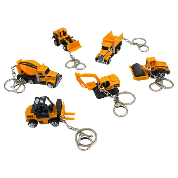 huanledash Mini Truck Keychain 1:64 Scale Construction Series Forklift Tractor Excavator Roller Alloy Model Decoration with Buckle Engineering Car Model Toy Excavator Key Ring Party Favors