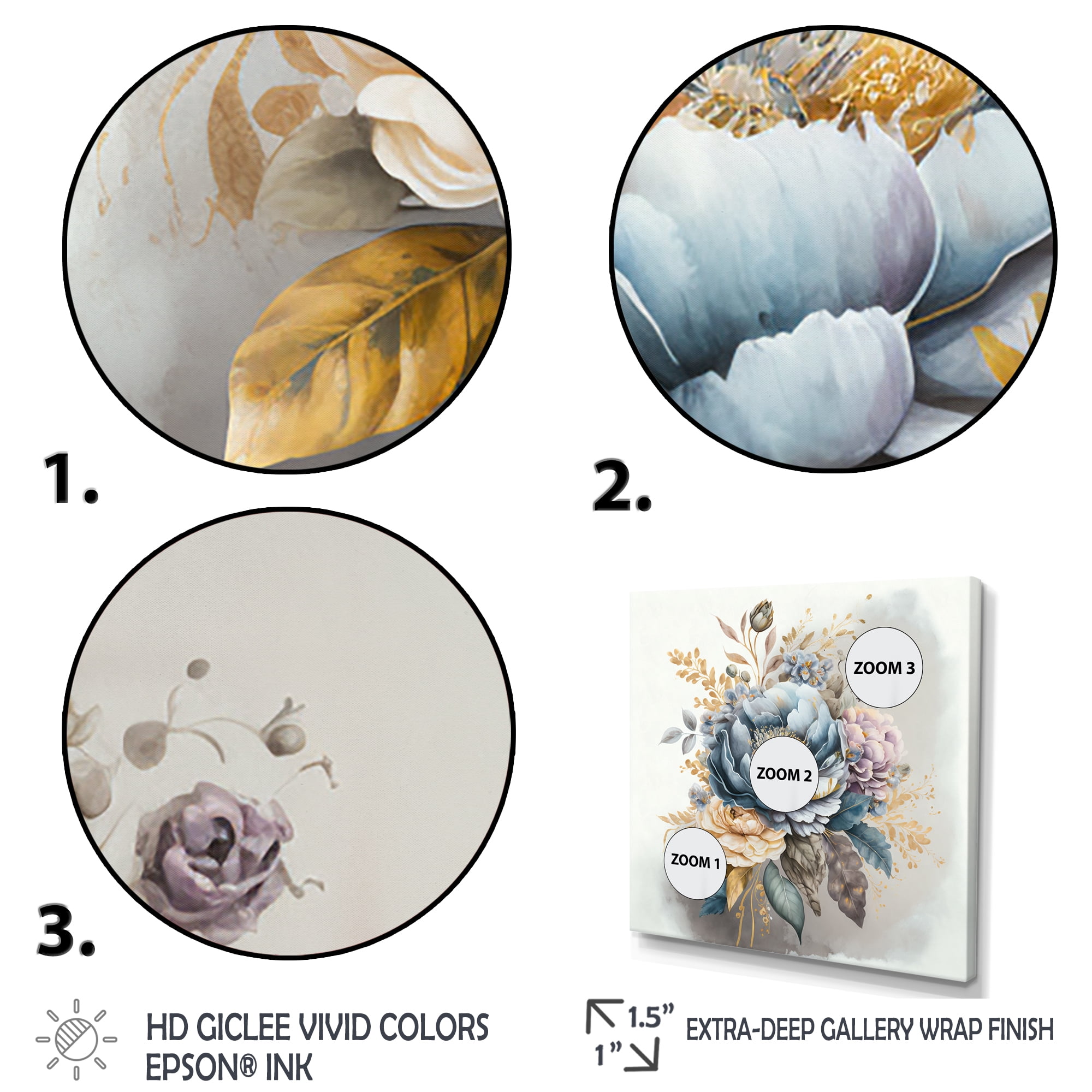 Designart Cool Tone Blooming Bouquet I Canvas Wall Art