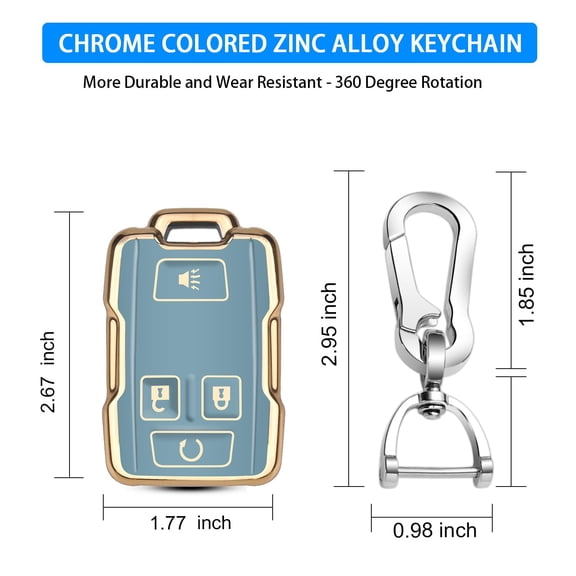for Chevy 360 Degree Protector Key Fob Cover with Keychain Compatible with Chevrolet 2014-2021 LT GMC Sierra Canyon Yukon Suburban Tahoe Silverado Colorado (3/4/5/ Button) Smart Key