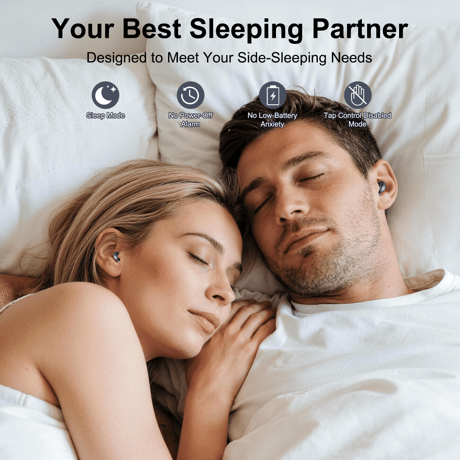 AI Sleep Earbuds Bluetooth 6.0 in Ear, Mini Sleep Headphones with Sleep Monitor and APP, Small Earplugs for Side Sleepers, 48H Playtime Sleep Earphones with Sleep Mode, Personal Alarm, Black