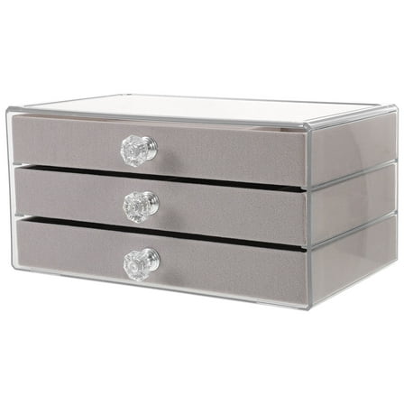 SOPOTUTU Modern Jewelry Box Grey Storage for Women 1Pack