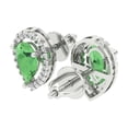 thumbnail image 2 of 14K Solid Gold Screw Back Stud Earrings for Women | 2.72 cttw Pear Cut Simulated Green Diamond | White Gold, 2 of 5