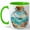 Green, variant on Ocean in a Bottle Coffee Mug, Sailboat Seashell Coastal Beach Fantasy Design, 11 oz Ceramic Cup