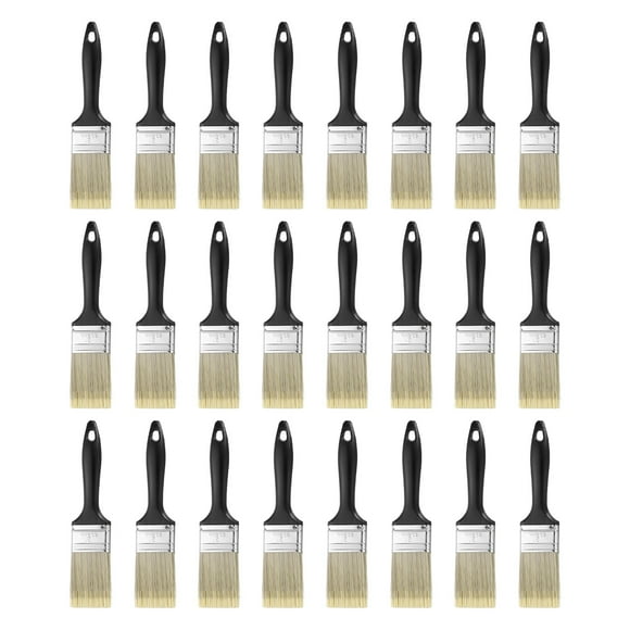 Uxcell 24pcs Flat Paint Brush 2" Plastic Grip Synthetic Bristle Paintbrushes for Wall Cabinet Decks Fences Painting