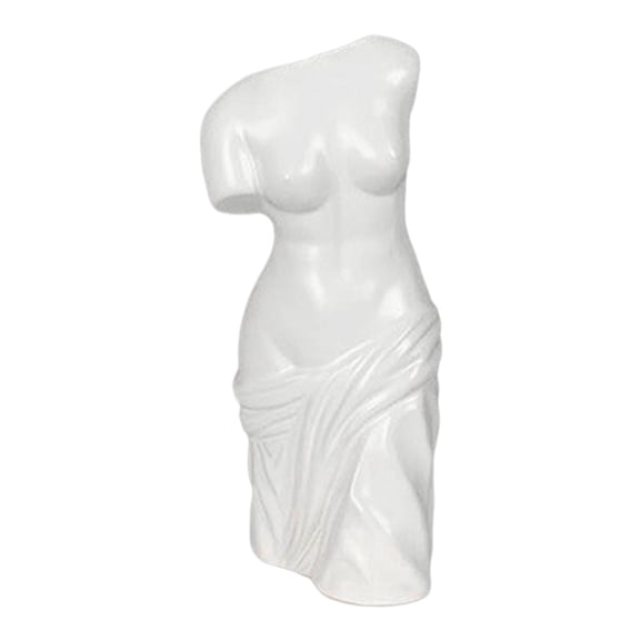 Creative Abstract Human Head Shape Ceramic Vase for Dried Flowers, Flowerpot for Home, Apartment, Workplace , 9.5x9x22.5cm White