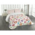 thumbnail image 3 of Ambesonne Flower Quilted Bedspread Set 3 Pcs, Playful Garden Flowers, King Size, Multicolor, 3 of 5