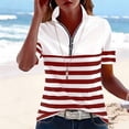 thumbnail image 2 of hotojiny Womens Golf Shirts Short Sleeve Quarter Zip Summer Tops Fashion Striped Casual Collared Tennis Activewear, 2 of 5