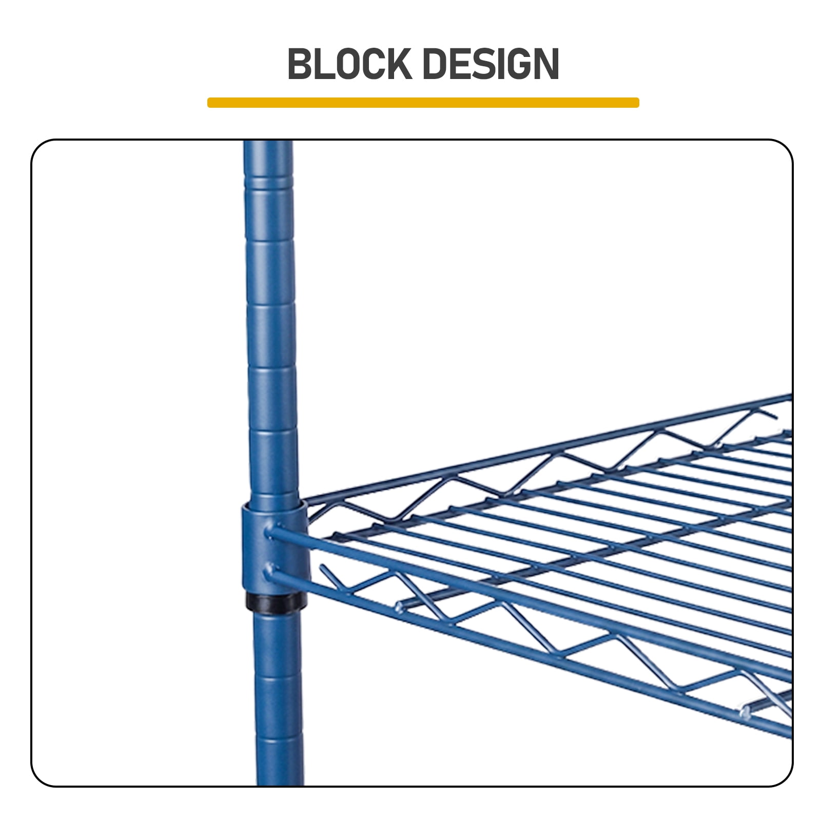 4-Tier Adjustable Heavy Duty Iron Storage Shelving Unit, Stationary Navy Blue Rust Resistant Powder Coating Freestanding Rack for Garage Kitchen Warehouse Retail Basement