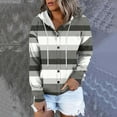 thumbnail image 2 of Usmixi 2023 Sweatshirt Coat for Women Womens Button Hooded Jacket Long Sleeve Loose Lightweight Fall Outerwear Fashion Striped Print Drawstring Hoodies Coat Winter Sweatshirt Coat, 2 of 5