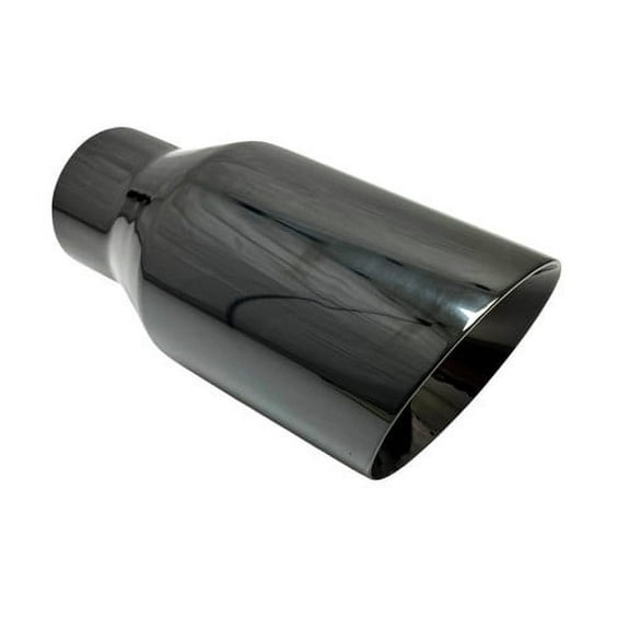 Exhaust Tip 2.25" Inlet 4.00" Outlet 8.00" long WDW4008-225-DW-BC-SS Weld On Slant Angle Black Chrome 304 Stainless Steel Wesdon Exhaust Tip