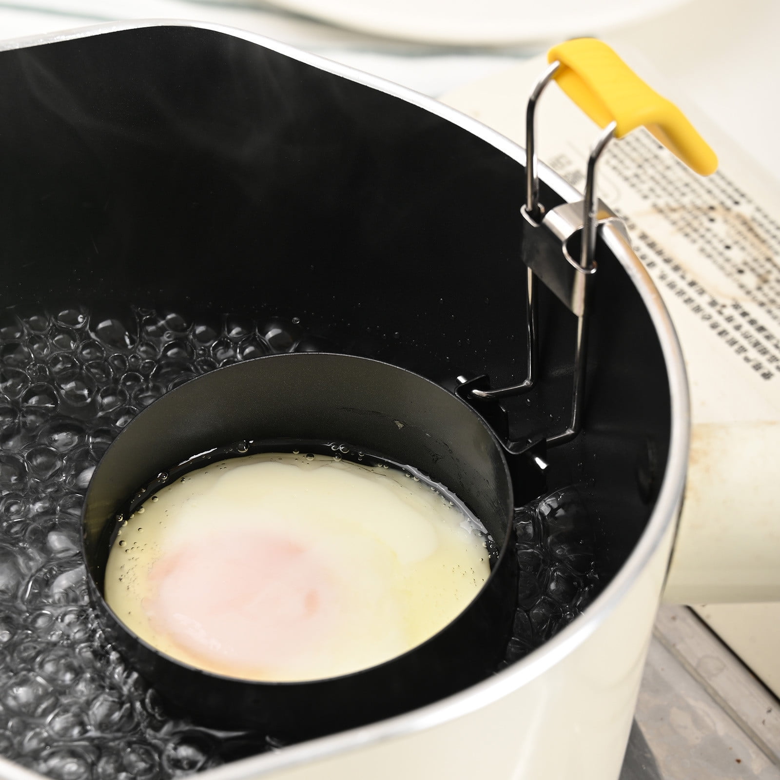 Stainless Steel Cooker Ring for Poached Eggs, Non-Stick Egg Poacher, Kitchen Tool for Boiled Eggs, Foldable and Heat-Resistant Egg Boiler Set