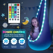 UQN Kids Pod Swing Seat, Light Up Hanging Hammock Chair with Inflatable Pillow, Indoor and Outdoor Toy Sensory Swing for kids, 100% Cotton Loading Capacity 176 lbs