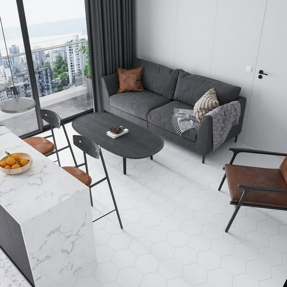 Nubes 10 x 10 in. Honed Snow White Marble Hexagon Wall and Floor Tile (2.95 sq ft/case) - 5 Pack