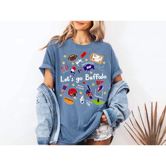 Comfort Colors Buffalo Football Doodles Shirt, Sport Fan Gift T-Shirt, Trendy BUF 716 Tee