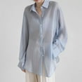 thumbnail image 6 of sunsanly Summer Spring Women Jacket Thin Sunscreen Anti-UV Quick Dry Cooling Solid Color Lapel Single-breasted Lace-up Strap Long Sleeve Shirt Cycling Office Top Blouse, 6 of 8