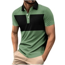 Mens Fashion Color Block Polo Shirts Casual Short Sleeve T Shirt Striped Moisture Wicking Golf Shirts Tops