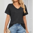 thumbnail image 2 of B91xZ Hauts et Blouses pour Femmes Manches Courtes T-Shirt en Coton Léger Col Rond, Coupe Moderne, Noir TG, 2 of 5