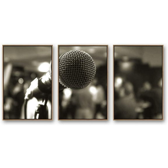 IDEA4WALL Framed Canvas Wall Art for Living Room, Bedroom Microphone Canvas Prints for Modern Home Decoration Ready to Hang