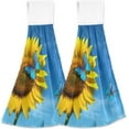 thumbnail image 2 of SKYSONIC Blooming Sunflowers Hanging Tie Towels 2 Pieces, Absorbent Hand Towels Tea Bar Dish Dry Towels for Kitchen Bathroom Home Decor,14" x18.2", 2 of 7