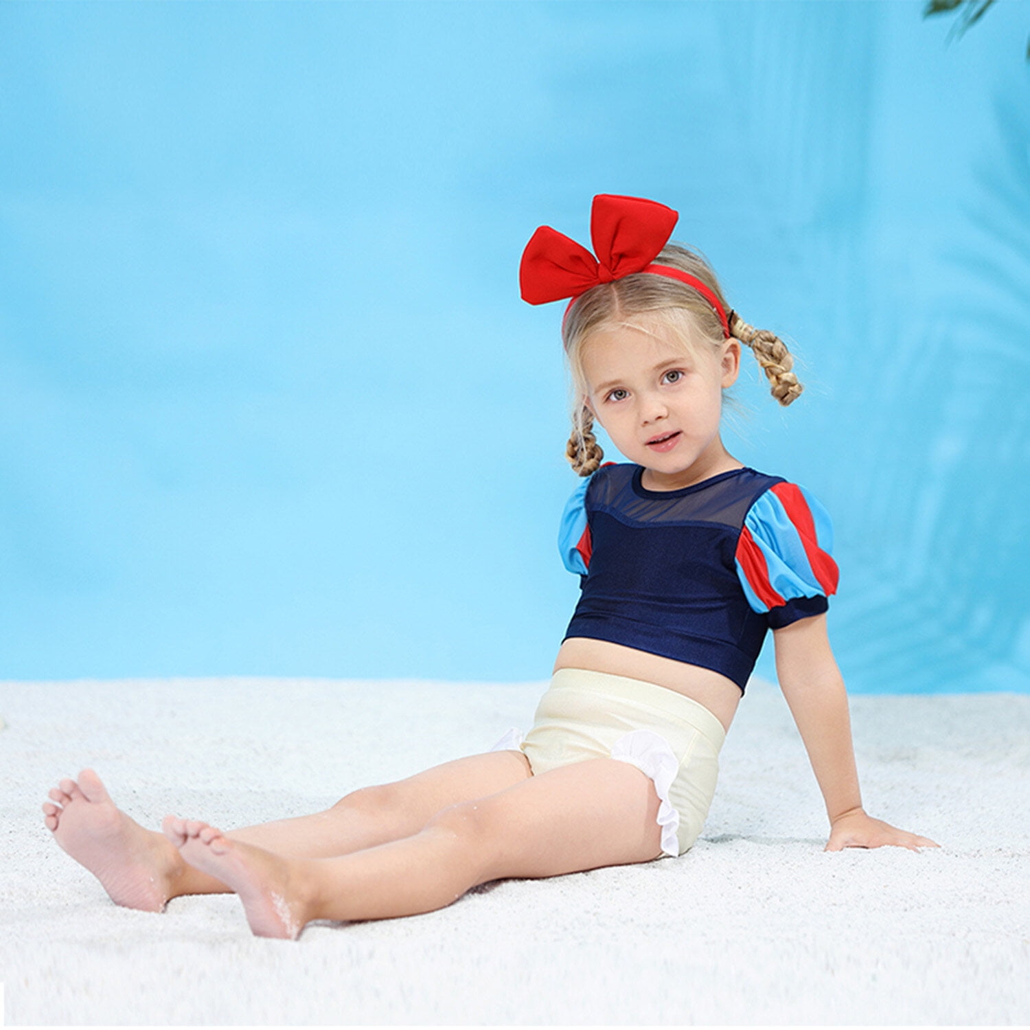 Toddler Little Girls Snow White Princess 2 Piece Tankini Swimsuit